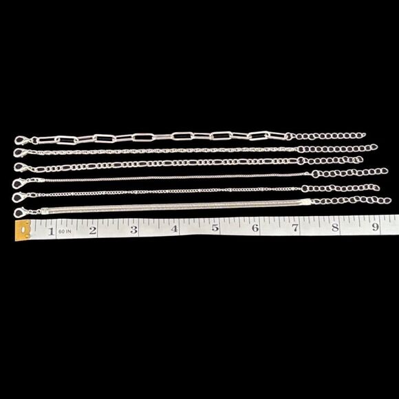 The Uptown Six – Silver Tone Chains in Mixed Styles – Adjustable Length Set - Picture 5 of 7